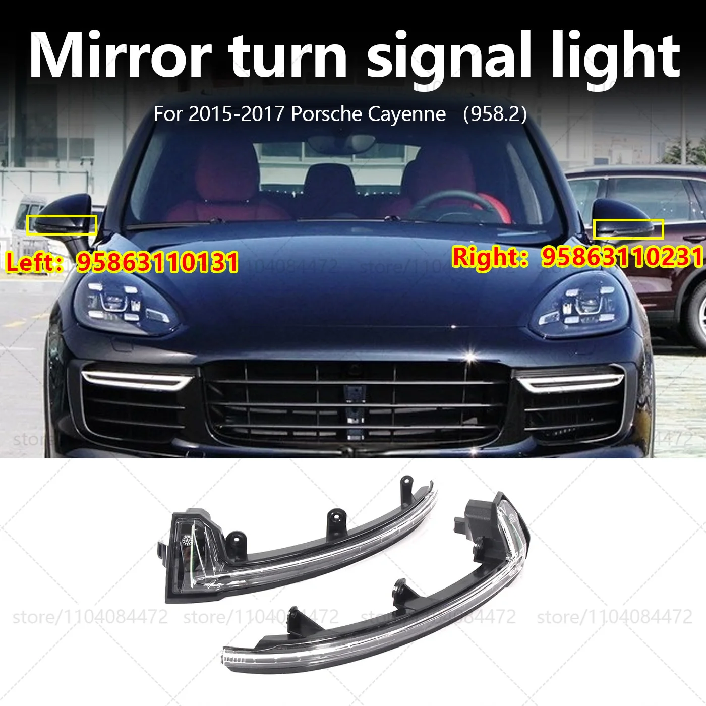 For Porsche 2015-2017 Cayenne（958.2) Car Rearview Side Mirror Turn Signal Lamp Light Turn Indicating OEM 95863110131 95863110231