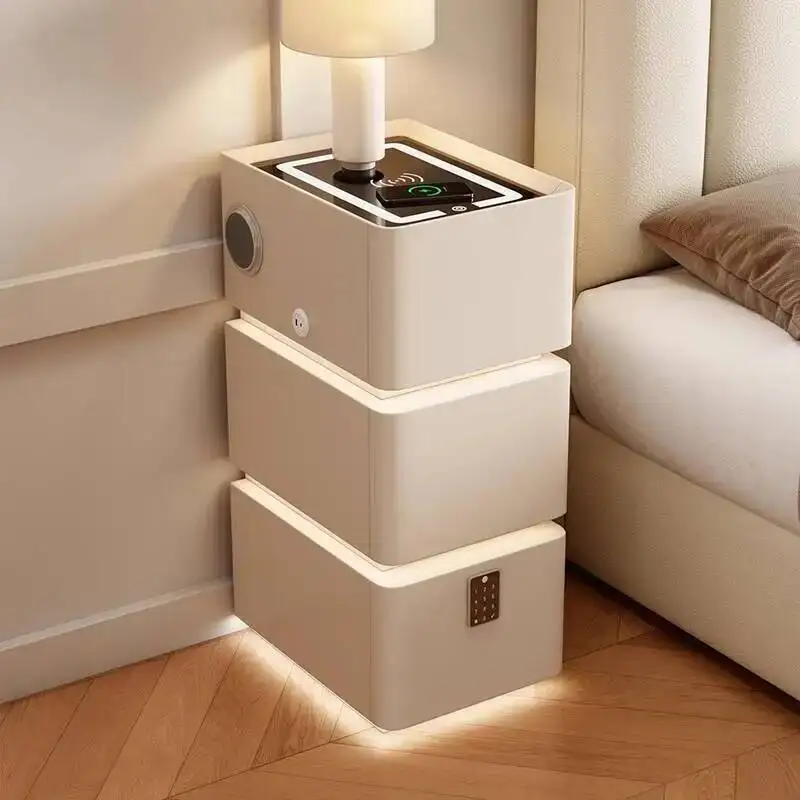 

Nightstand Room Speaker Bluetooth Bedroom Nordic Living Drawers White Bedside Table Wood Cabinets Mesa De Noche Unique Furniture