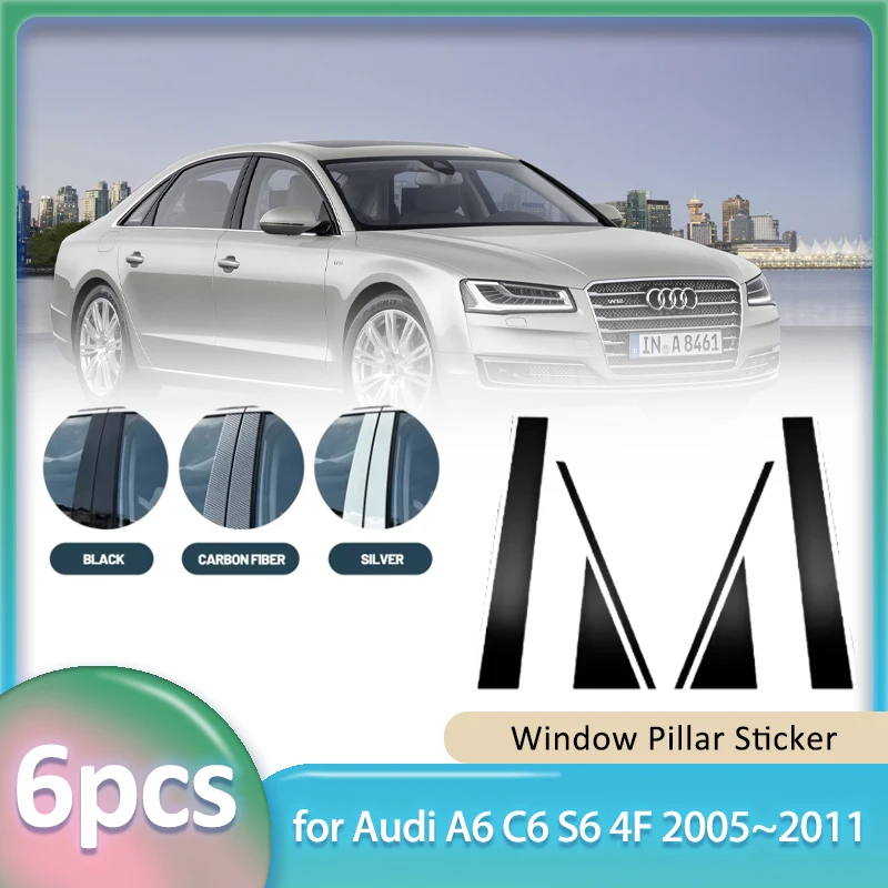 

Наклейка на окно для Audi A6 C6 S6 4F 2005 ~ 2011 2006 2007 Автомобильный ПК Материал B C Столб Крышка Наклейка на дверь Деталь Аксессуары