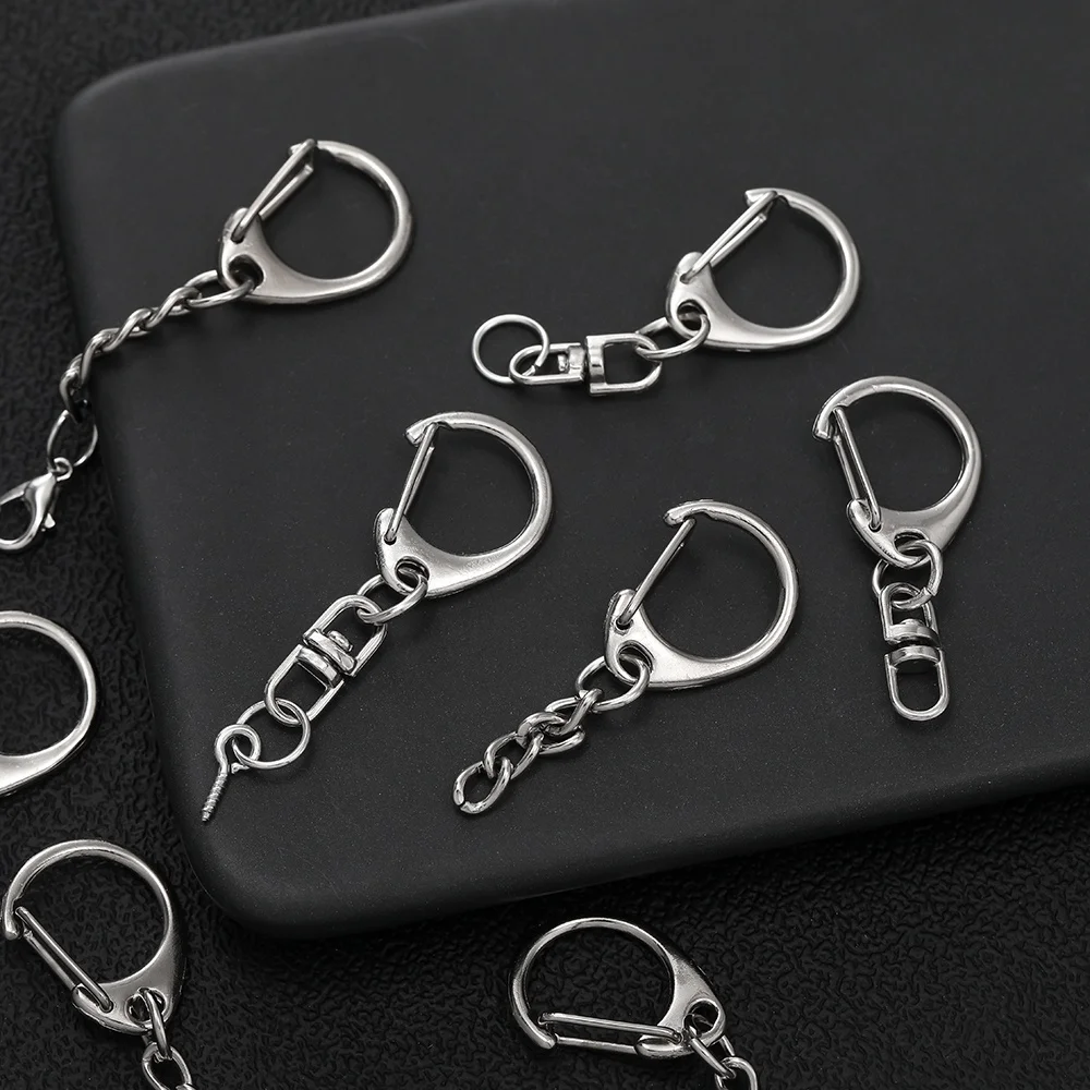 10pcs Lobster Claw Clasp Key Ring C Shape Clasps Connector Hook For DIY Jewelry Making Finding Key Chain Accessories