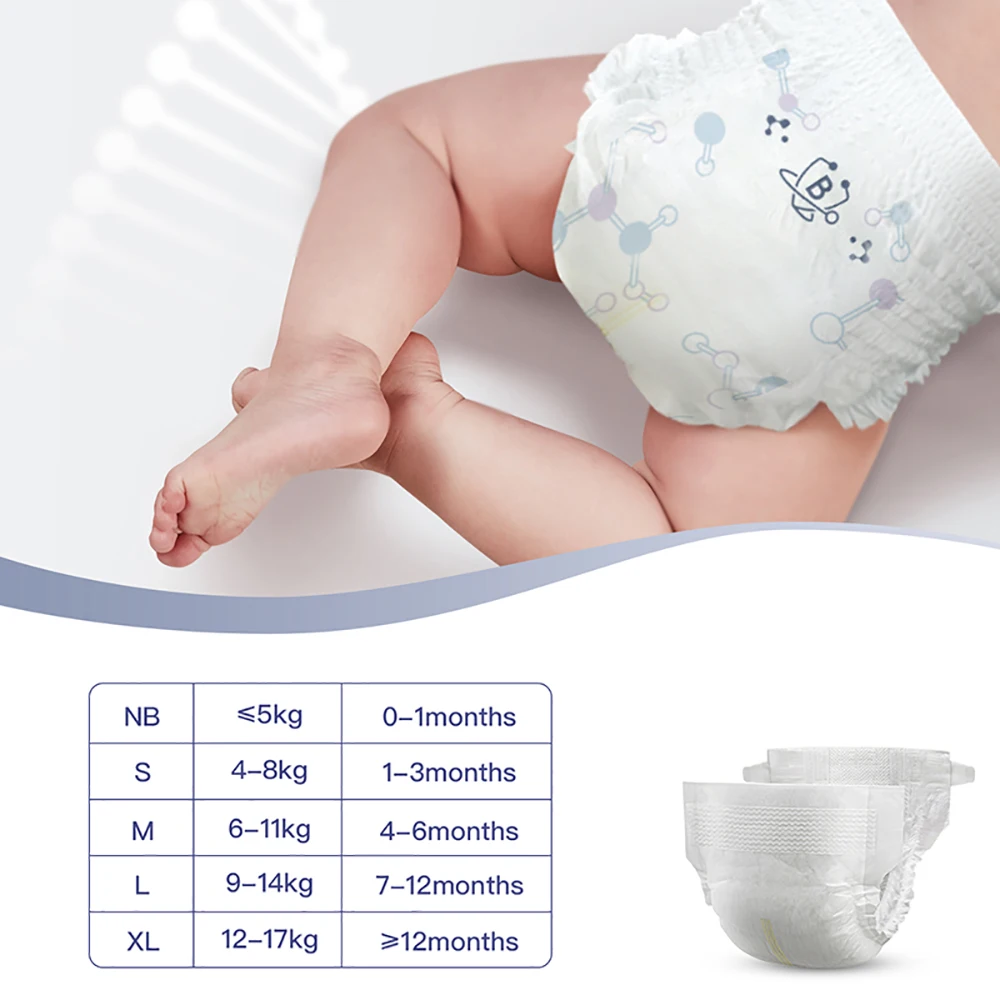 Bc Babycare 9-17KG 1 szt. Pieluszka jednorazowa/spodnie 0-5KG oddychające, bardzo miękkie suche pieluchy chłonne NB/L/XL