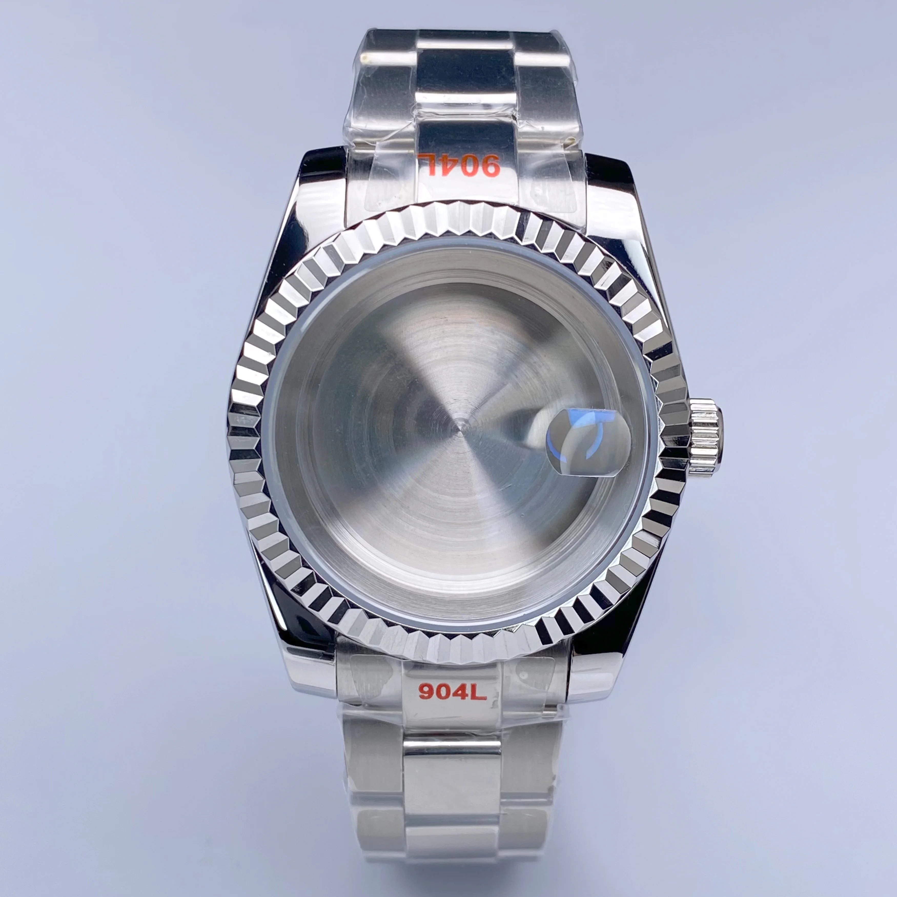 39mm NH35 Case DJ Fluted Bezel Rose Gold Sapphire Glass For Seiko Mod Modification Parts Fit NH35 NH36 Movement Steel Watch Case