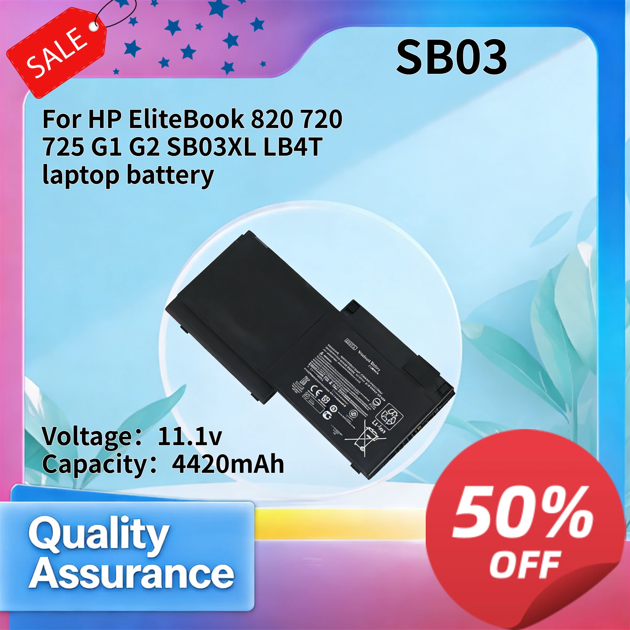 

SB03XL LB4T 4420mAh 11.1V High Quality Laptop Battery Compatible with HP EliteBook 720 725 820 G1 G2