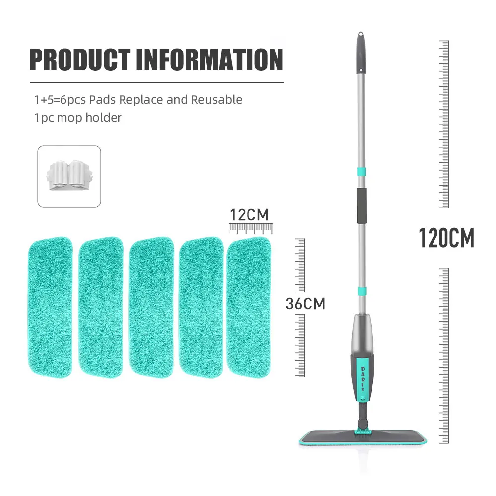 Magic Floor Cleaning Veegmachine Bezems met microvezelpads 360 °   Rotatie platte spray vloermop bezem voor het reinigen van de huis spinmop
