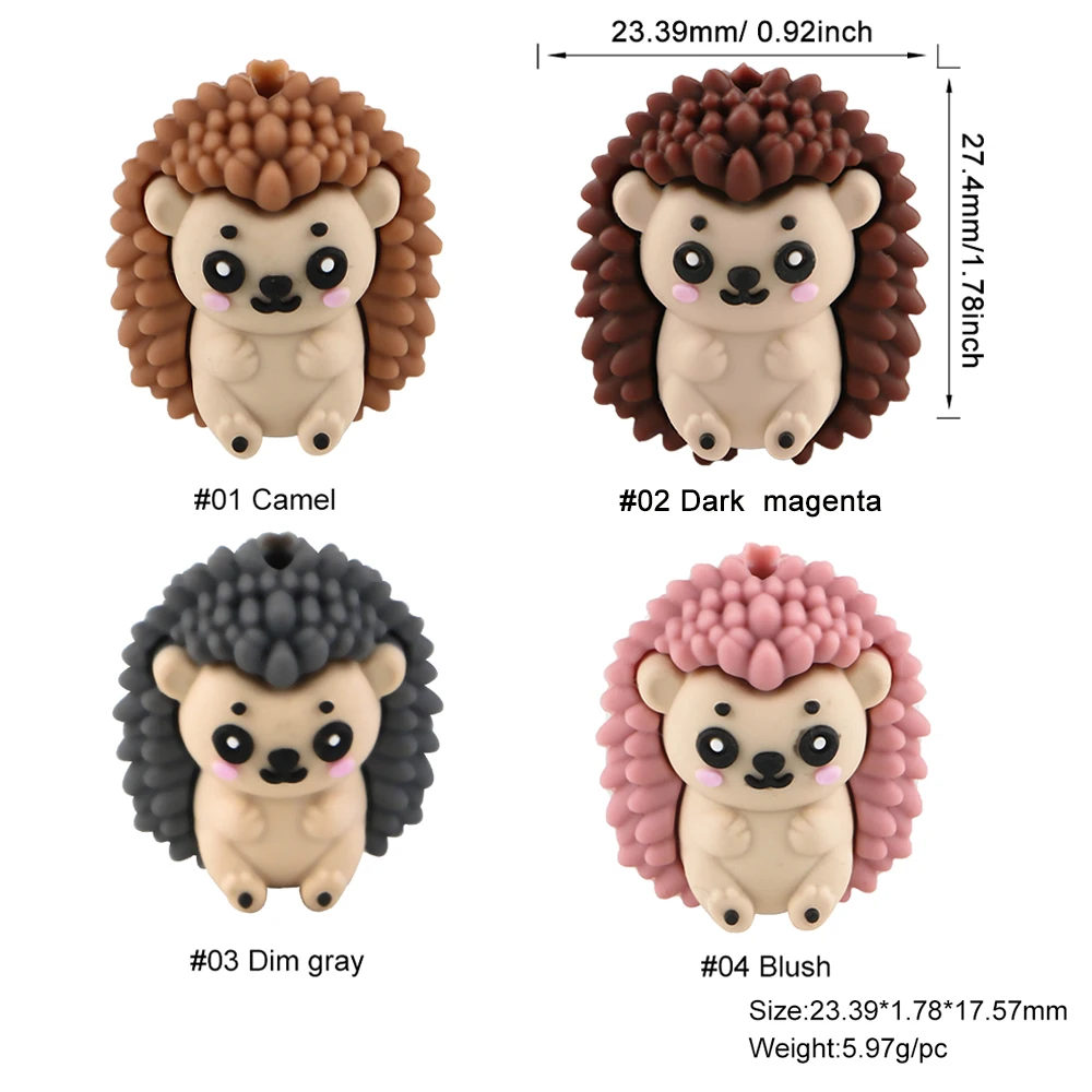  5pcs New Hedgehog  Silicone Bead For Making DIY Jewelry Bracelets Key Chain Pen Handicrafts Accessories