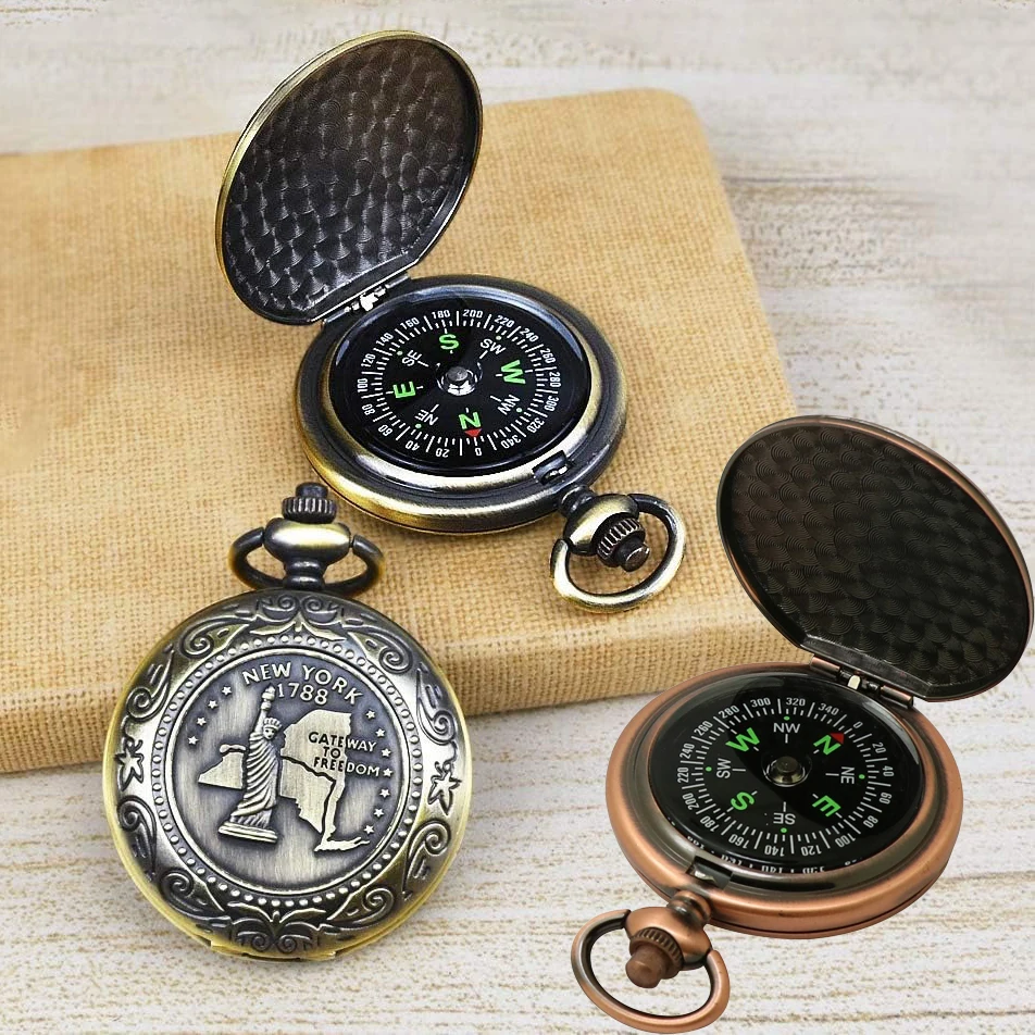 Multifunctional Classic Retro Pocket Watch Compass for Hiking, Camping, Motoring, Boating, Backpacking, Gift and Collection