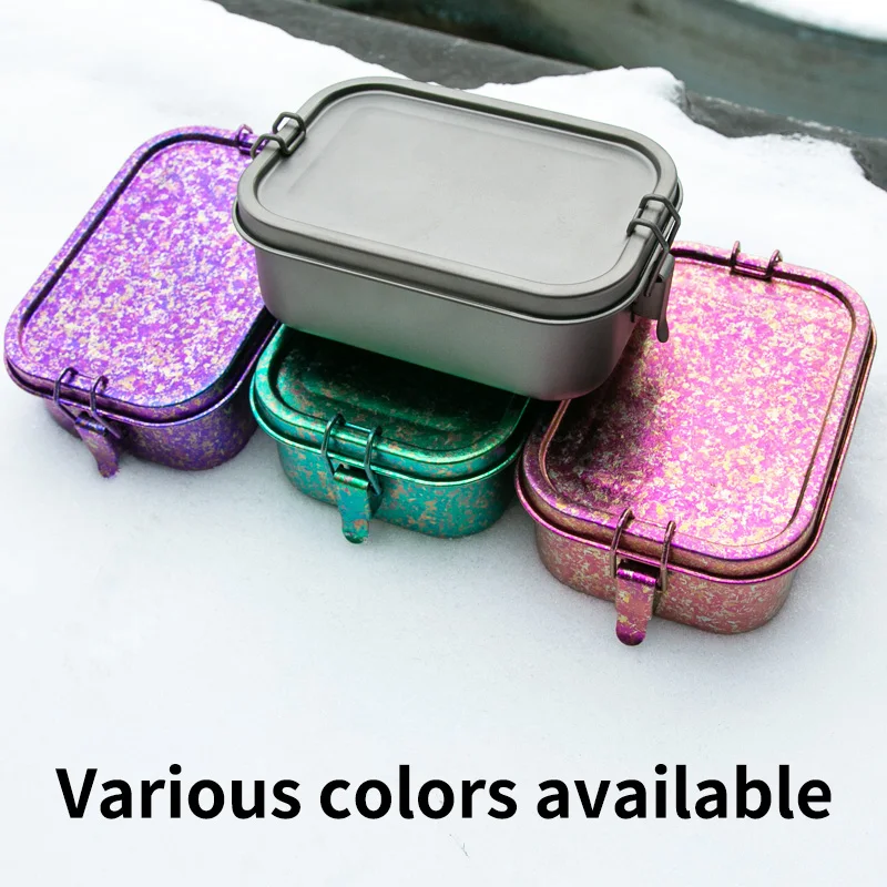TiTo Titanium 800ML Healthy Titanium Alloy Portable Bento Dinner Box Leak-Proof Lunch Boxes Rectangle Food Storage Containers