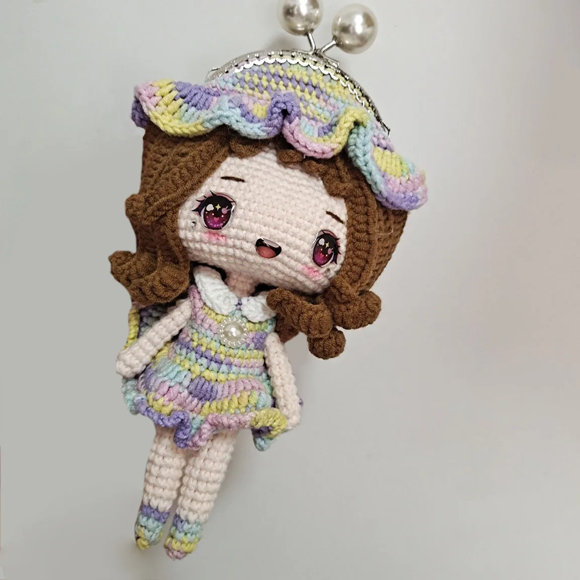 DIY Hand-knitted Wool Cartoon Princess Figure Hand-dyed Thread 8.5 Gold Slung Creative Bag/doll