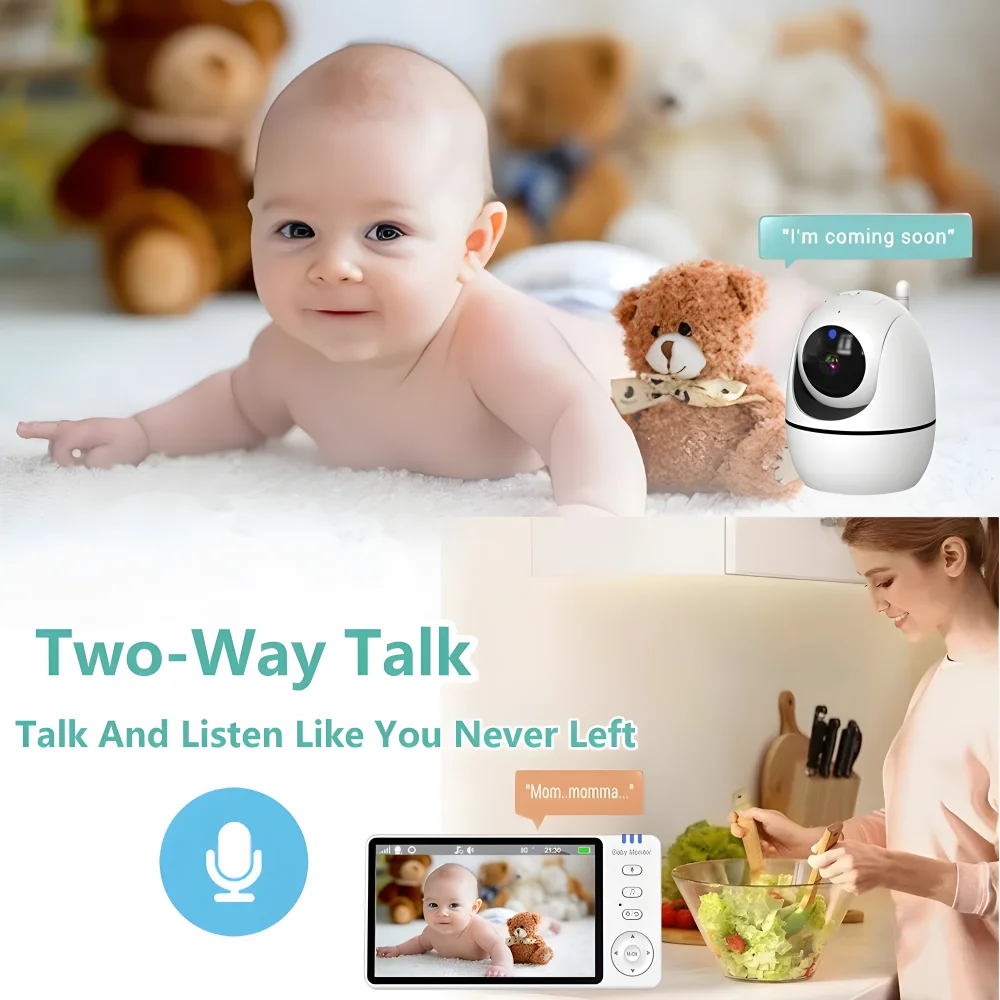 5 Inch Video Electronic Baby Monitor with Pan-Tilt-Zoom Camera Night Vision Cry babies 2.4G Portable monitor Baby newborn things