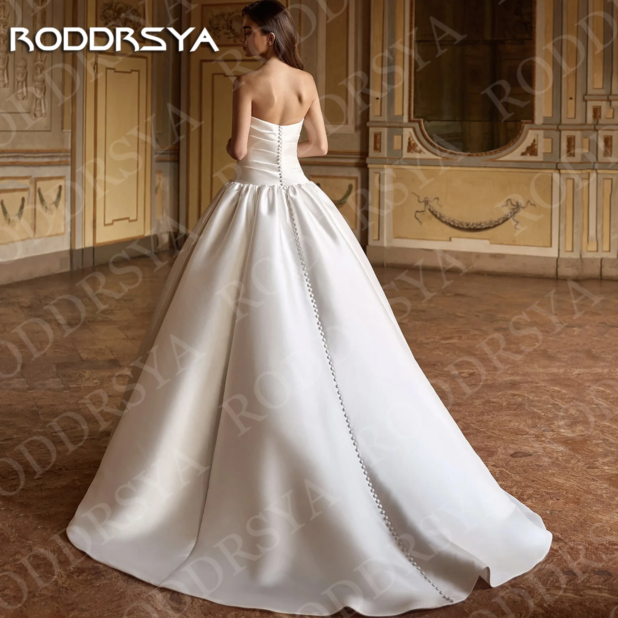RODDRSYA Wedding Dresses Satin Strapless Bride Gowns Sleeveless Classic Simple A Line Bridal Dress Customized Robe Mariage 2026