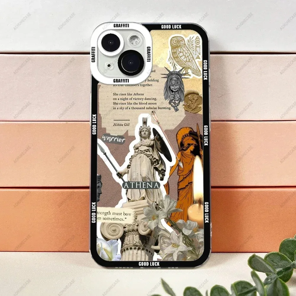 Aesthetic Statue Art Phone Case For iPhone 16 15 14 13 12 11 Pro Max XS X XR Plus Mini Luxury Transparent Soft Funda