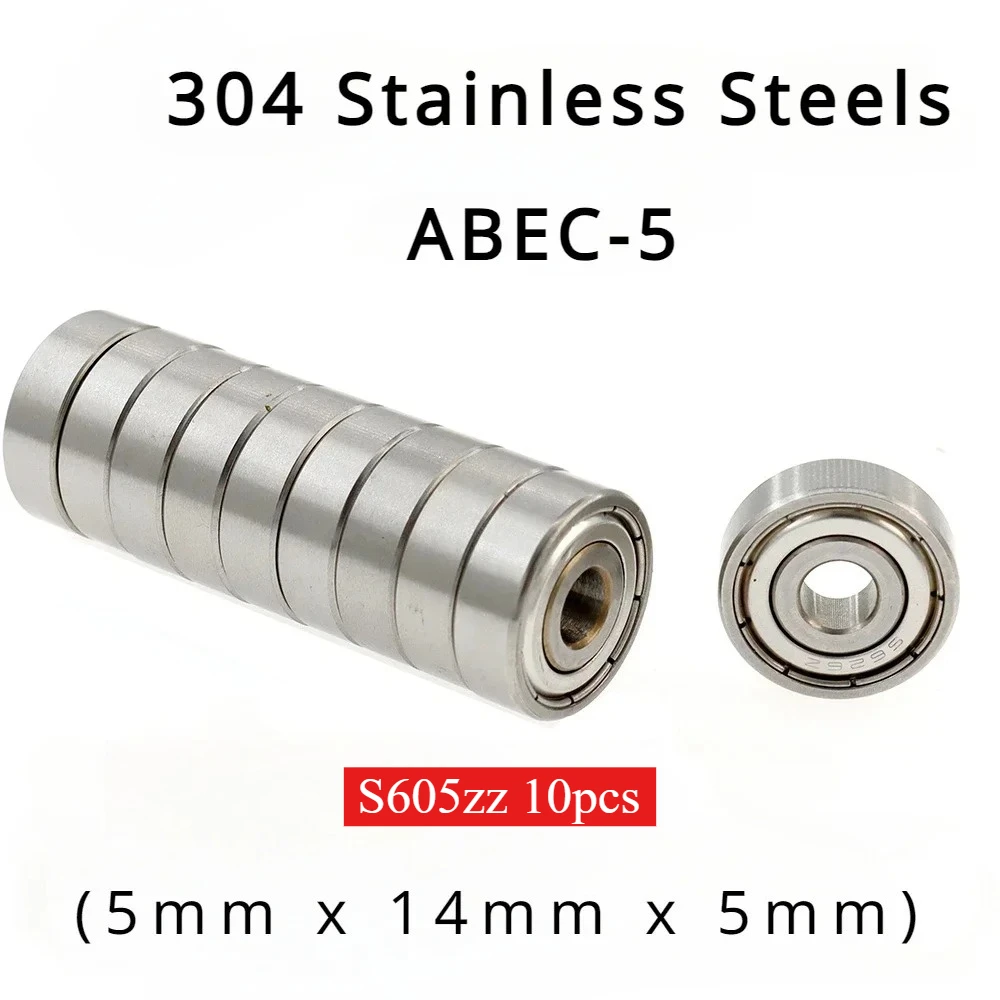 

Подшипники шариковые радиальные Veekaft S605zz, 10 шт., высокопроизводительные, из нержавеющей стали 304, ABEC-5, 5x14x5 мм