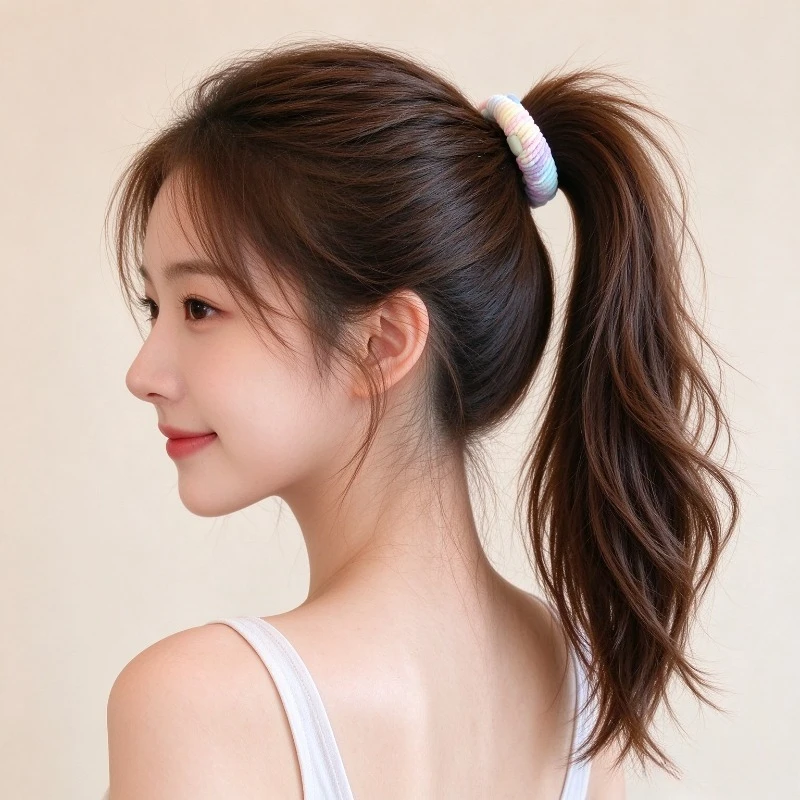 5-12Pcs Pastel Gradient Fluffy Hair Tie Candy Color Twisted Elastic Hair Rope Soft Ponytail Holder Women Sweet Hair Accessories