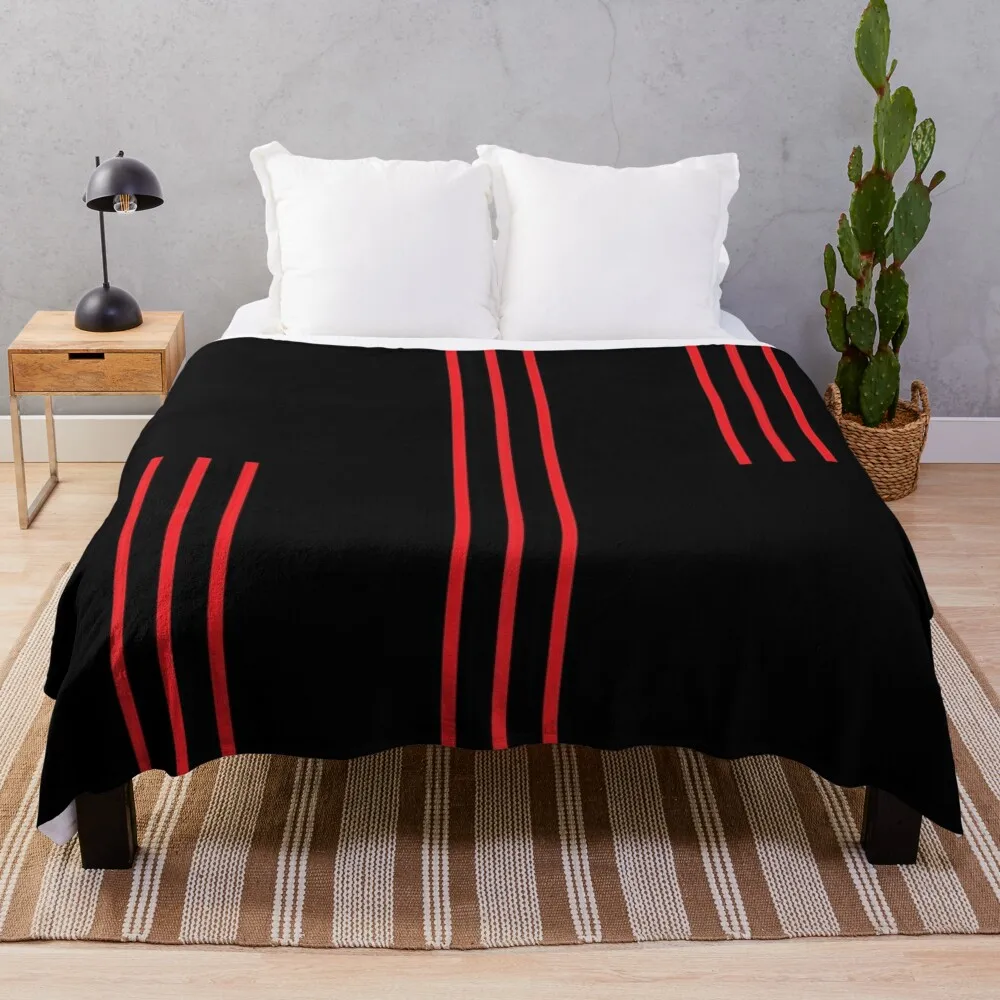 Red and black thin striped pattern disconnected Throw Blanket Polar Loose decorative heavy to sleep Blankets