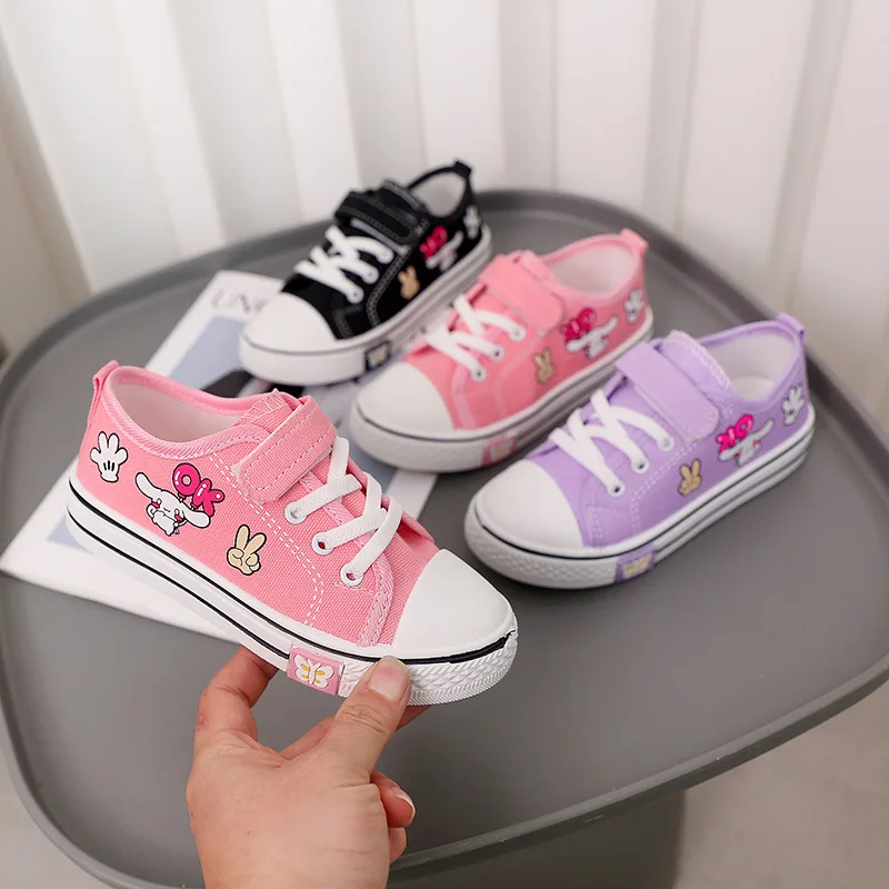 Sanrio Girls' Canvas Shoes Toddler Soft Sole Running Shoes Baby Walking Shoes Children's Breathable Sneakers Pink Purple Shoes