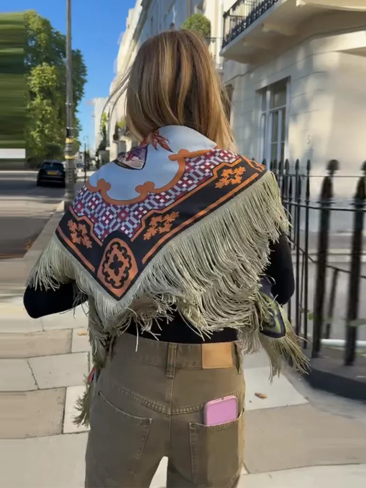 Vintage Women Scarf Printed Tassel Square All-match Female Belt Scarf Fashion Floral Lady Accessory 2026 New High Street image 3