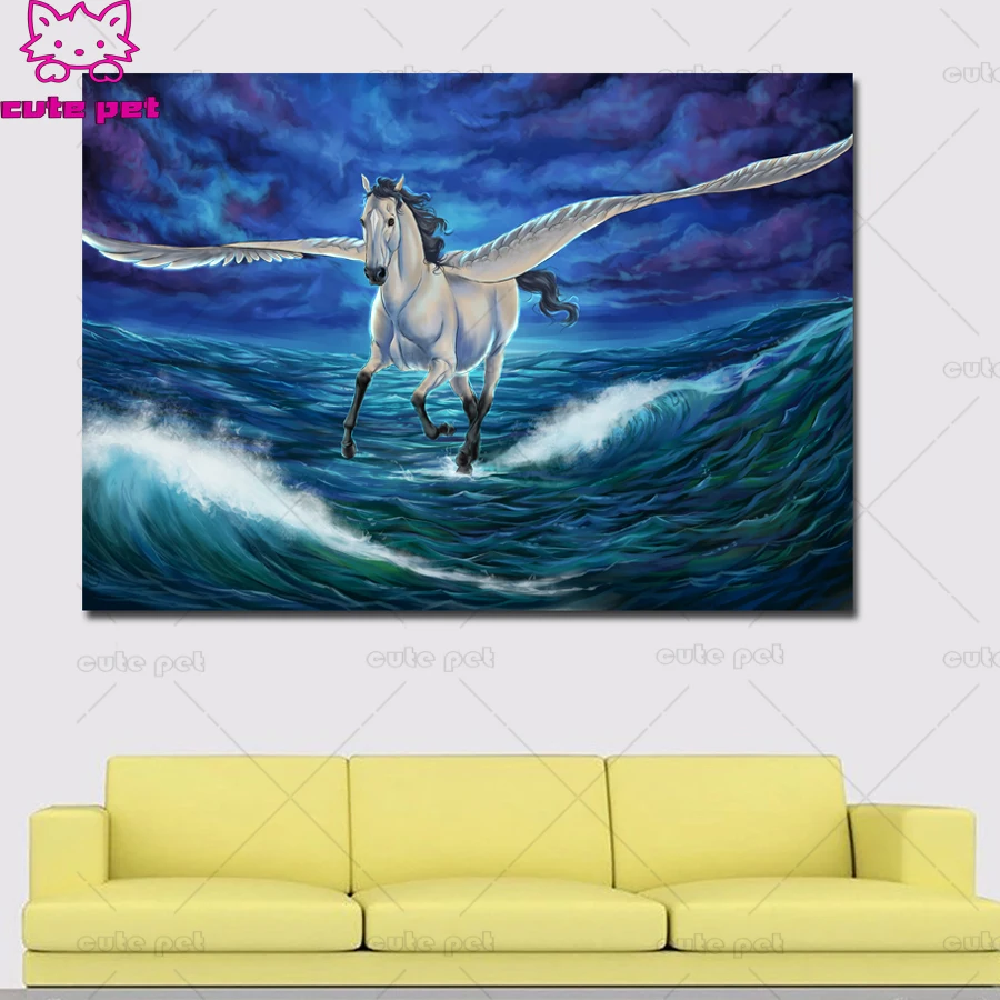 Pegasus Horses Magical Flying Over Sea 5D Diamond Painting Cross Stitch kit diamond Mosaic diamond embroidery Full quare drill