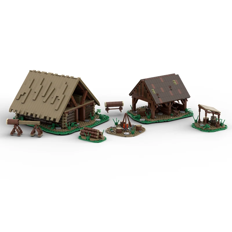 Spot kleine Partikel Moc mittelalter liche Straßen ansicht Hütte Architektur Smart Toy Geschenk Ornament Modell Bausteine