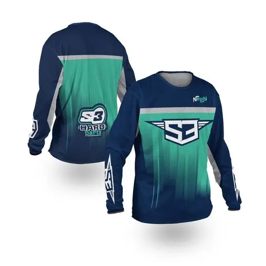 

Men's Motorcycle T-shirt, Spanish S3 Off-road Neon Green Series, Long-sleeved Cycling, Long-sleeved T-shirt, Quick-drying