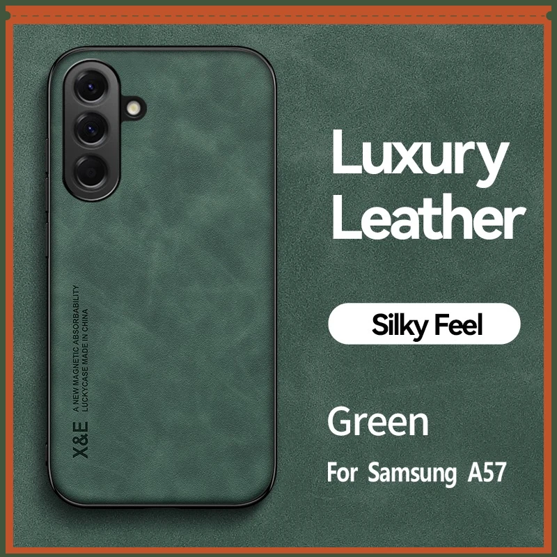 For Samsung Galaxy A57 A37 Case ELVEV Magnetic Luxury Skin-feeling PU Leather Built-in Metal Plate Protection Phone Cover