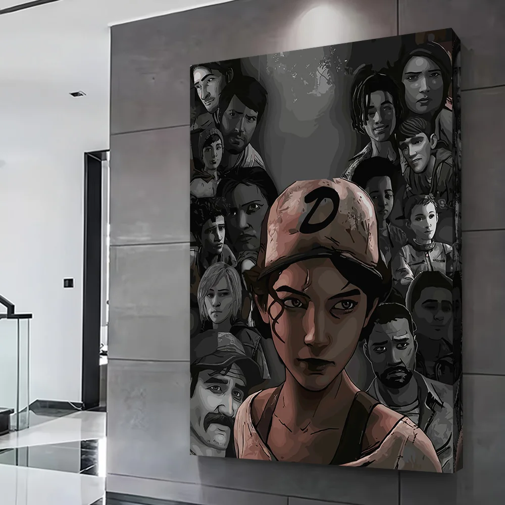 The Walking Dead Game Characters Montage Poster Customizable Printed Canvas Painting Wall Art Gift for Room Ornaments Wand Deko