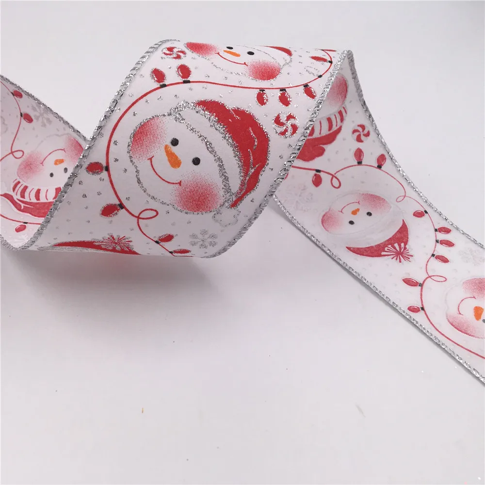 

63MM X 25 Yards Snowman Ribbon Wired Edge Decorative for Christmas Birthday Decoration Gift Wrapping 2-1/2"