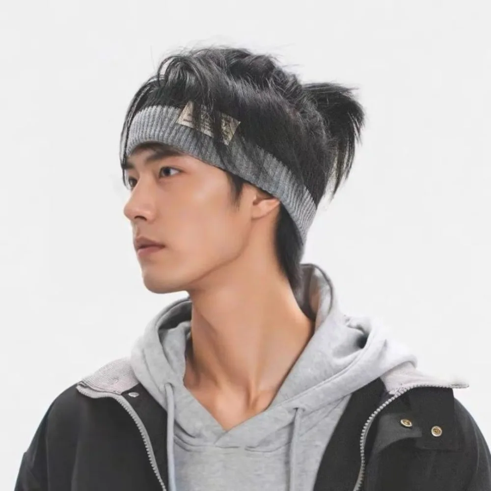 

Fashion Stretchy Knitted Headband Woolen Yarn Soft Workout Headband Letter Wide Contrast Color Headwrap Hair Styling Accessory
