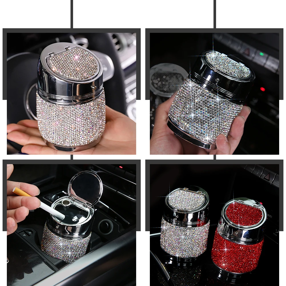 

Bling Cigarette Ashtray Car Interior Luxury Smoke Holder Auto Ashtray Cup For Women Men Home Office Use