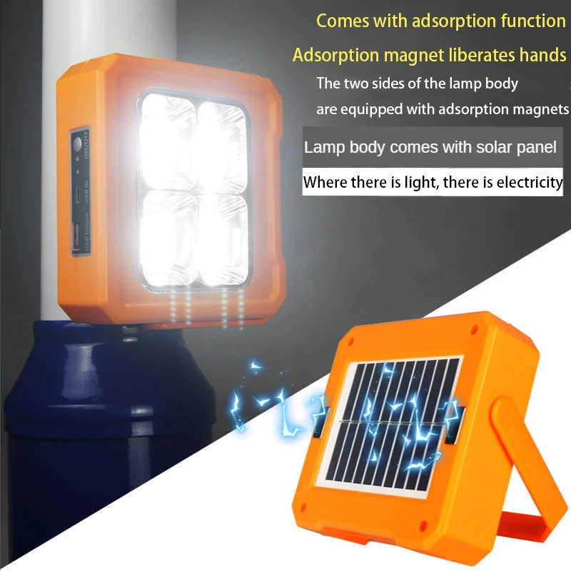 6000mAh Portable Solar Led Work Lamp USB Power Bank Outdoor Waterproof Solar Power Camping Tent Light Rechargeable Flashlights