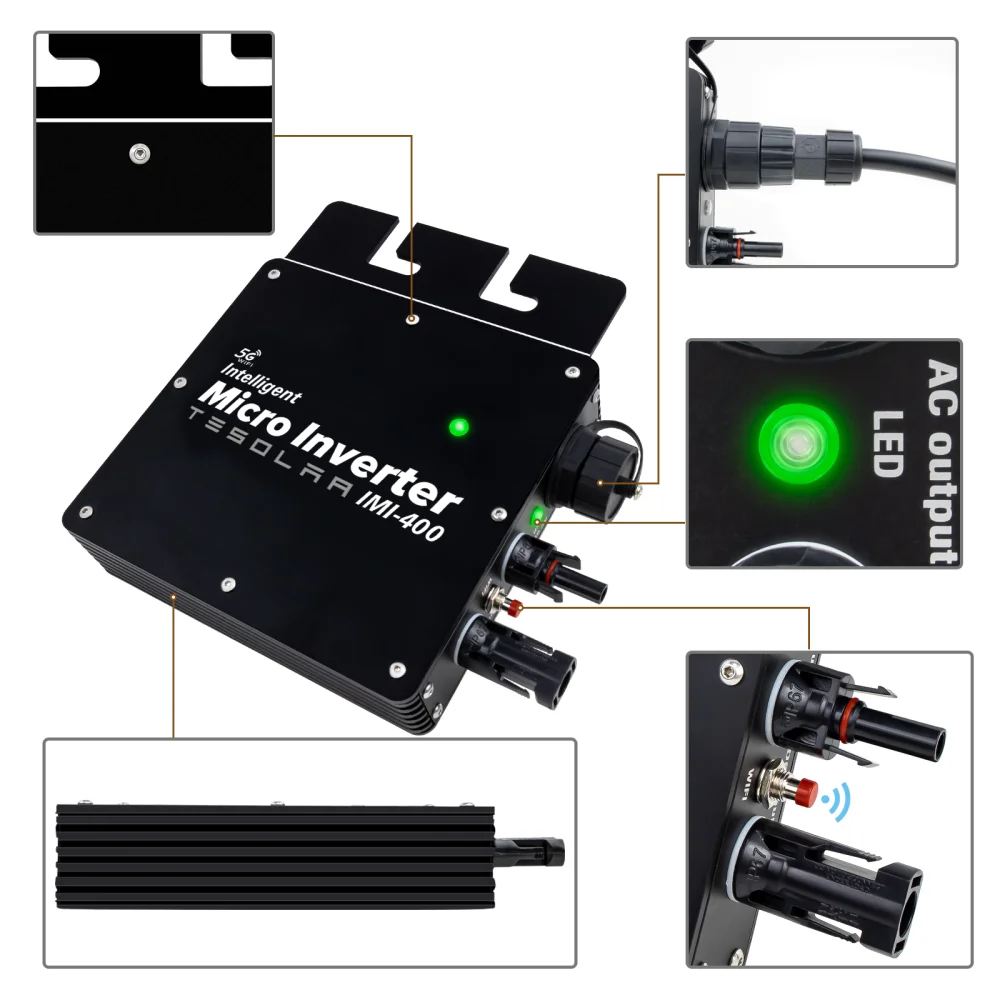 Imagem -04 - Micro Inversor Solar Mppt Grid Tie 400w 220v 220v 220v 50v dc Onda Senoidal Pura Micro-inversor com Wifi para o Sistema de Energia Fotovoltaica do Painel Solar