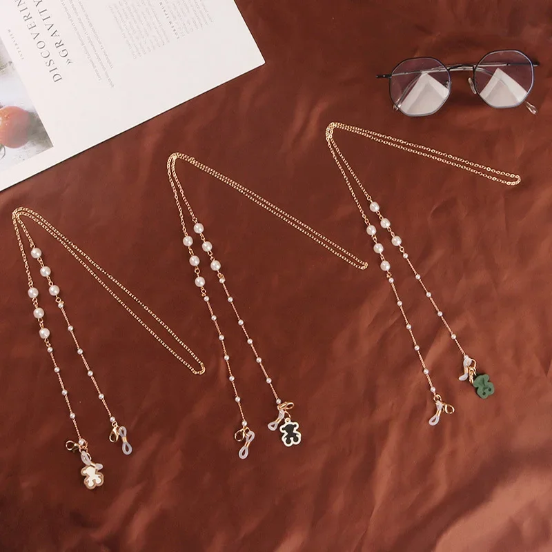 2024 Fashion Acrylic Student Mask Chain Holder Lanyard Cute Bear Bunny Charm Glasses Chain Neck Strap for Women Children Gifts