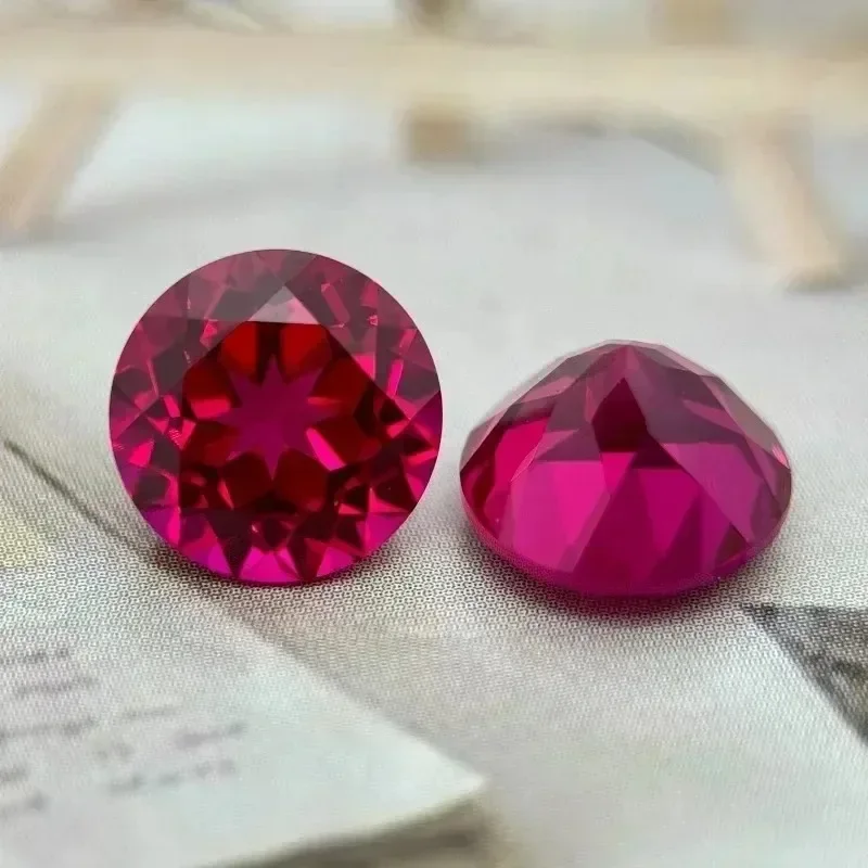 Lab Grown Ruby Round Shape Ruby Color Top Quality Charm Beads for Diy Jewelry Making Ring Selectable Certificate