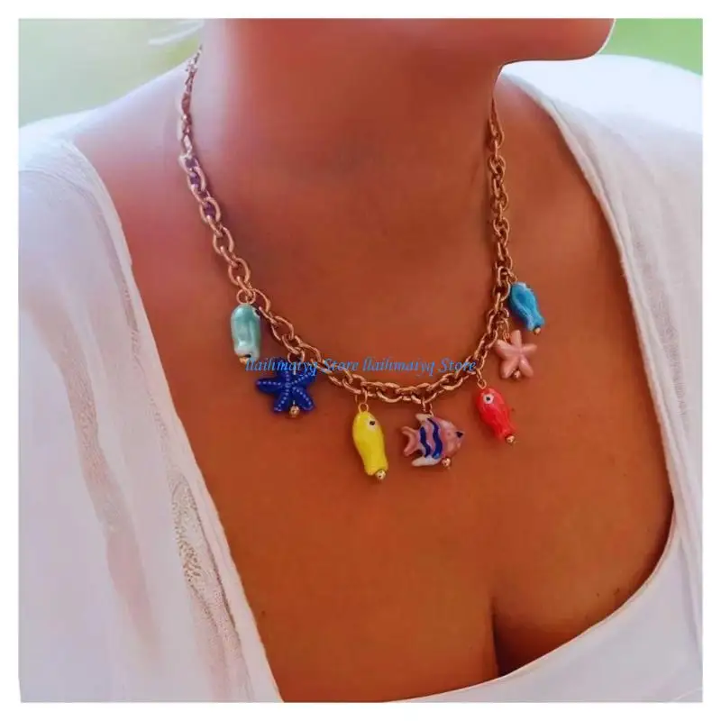 573B قلادة الأسماك الأنيقة ذات الطابع السمك المصنوع من الفولاذ المقاوم للصدأ واللكنة السيرامي #3