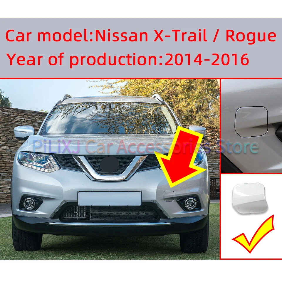 Front Bumper Towing Hook Eye Cover Lid For Nissan X-Trail Rogue T32 2014 2015 2016 Tow Hook Trailer Cap Trim White Black Silver