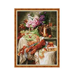 Still Life Lobster cross stitch kit 14ct 11ct count print canvas sew ricamo a punto croce ricamo fatto a mano fai da te