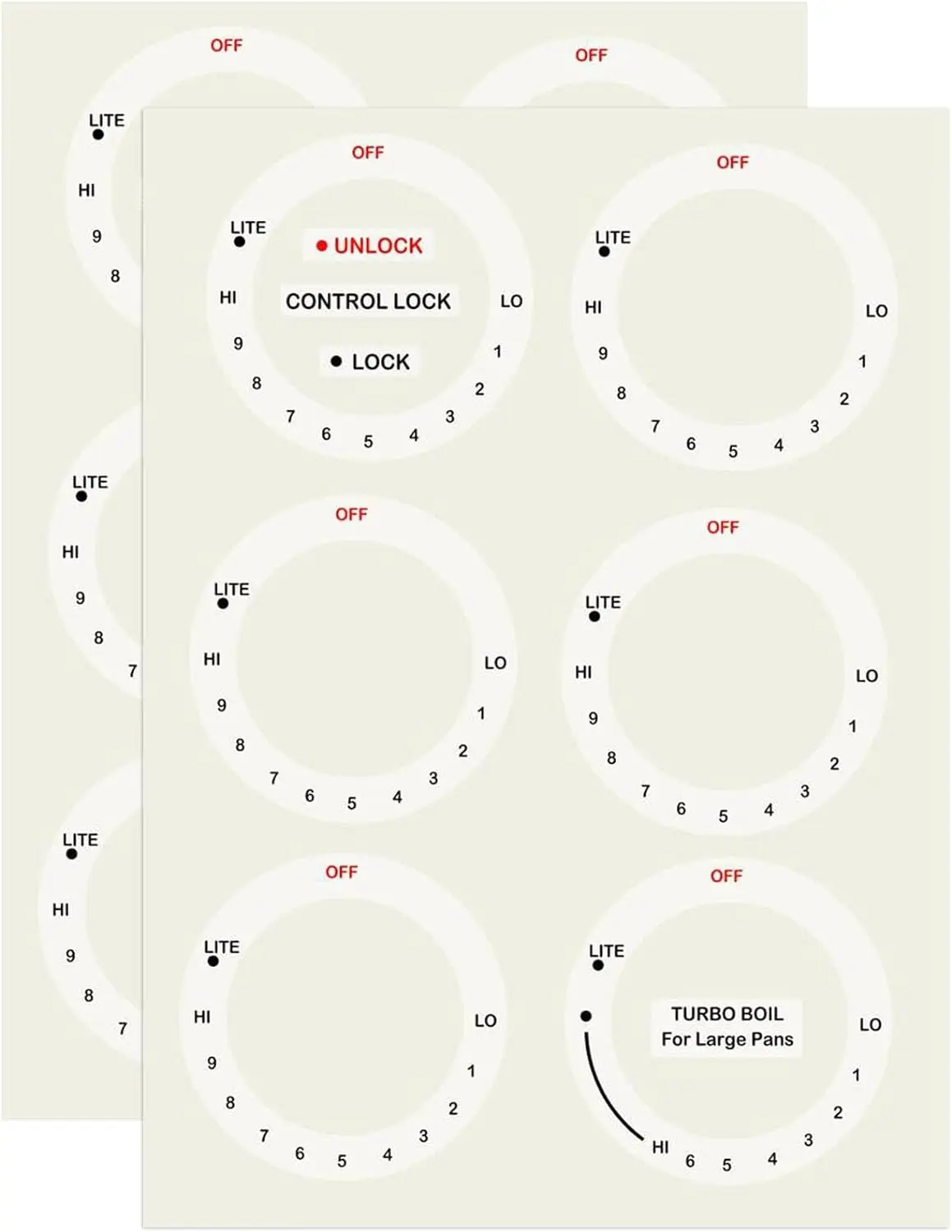 버너 쿡탑용 스토브 다이얼 스티커, 교체 접착제 손잡이 기호 라벨, 버너 식별용, 12 개