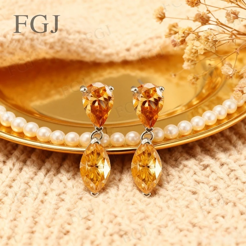 

Серьги из стерлингового серебра 925 пробы на заказ, Муассанит, маркиза и груша, красочные роскошные серьги с кристаллами, модные украшения для подарка на вечеринку