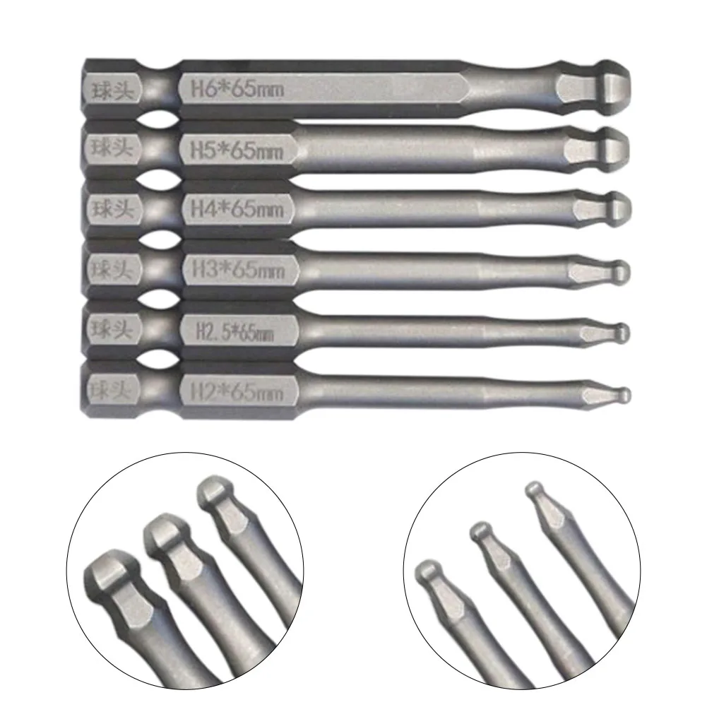 Ball End Screwdriver Bit Silver 1pc Driver Bit Hand Tools Hex Hexagon Hexagonal Magnetic Replacement 65mm Long