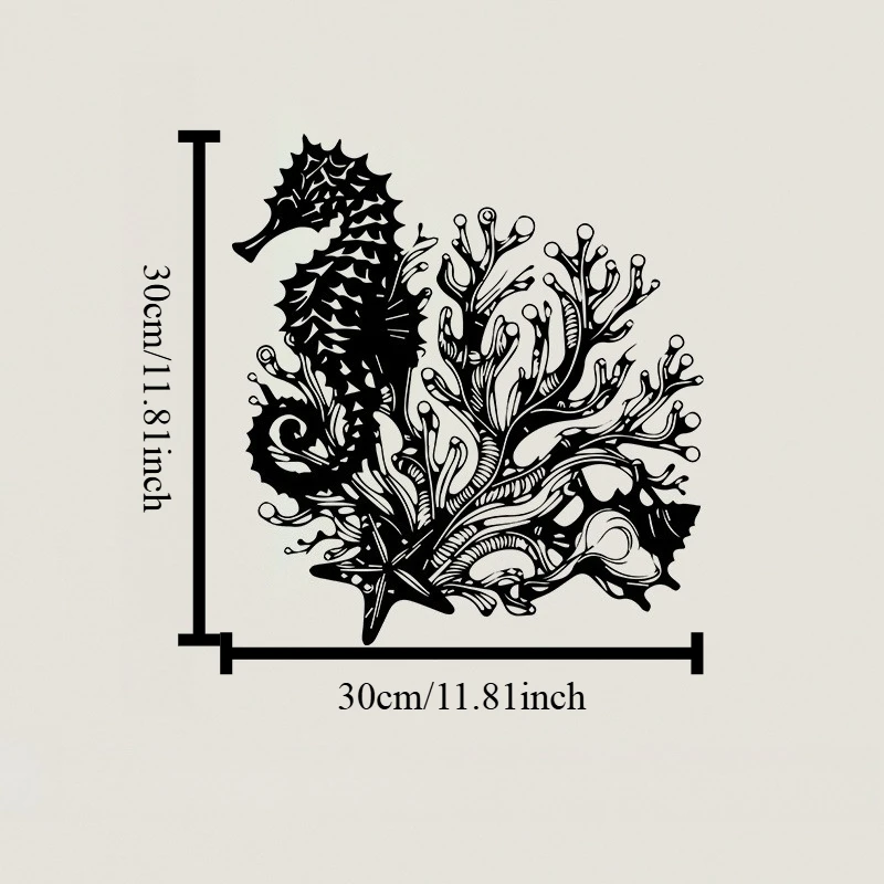 CIFBUY Metal Seahorse Wall Art Rustic Iron Craft Weatherproof Indoor Outdoor Coral Sculpture Ocean Lover Gift Decor Silhouette