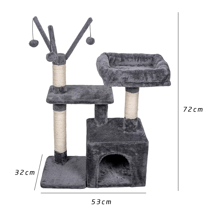 Wholesale hot selling large size wooden pet scratcher house tower condo cat tree