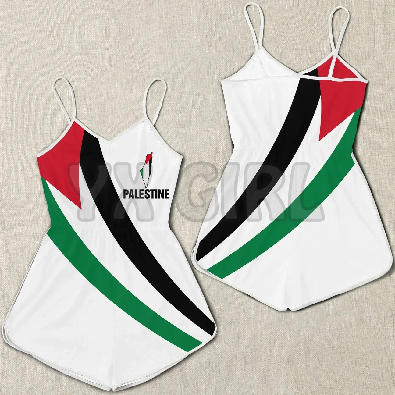 

YX GIRL Palestine Special Flag 3D All Over Printed Rompers Summer Women's Bohemia Clothes