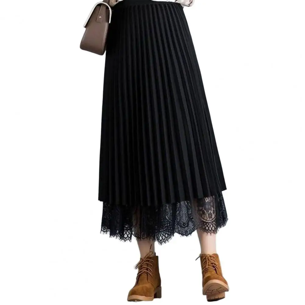 Party Skirt Solid Color Super Soft Dressing High Waist Calf-length Skirt   Midi Skirt  for Dating