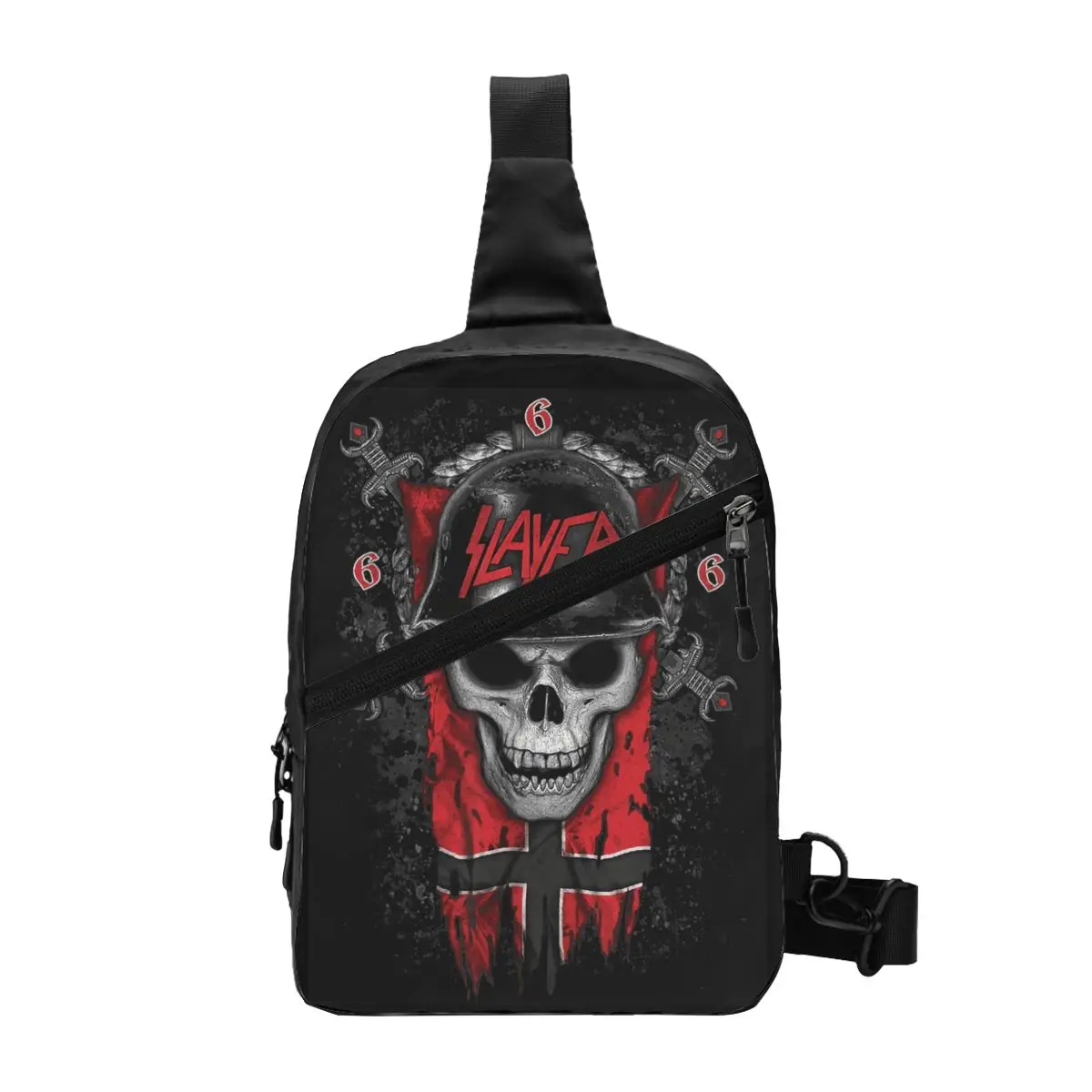 

Custom Slayers Thrash Metal Band Skull Crossbody Sling Backpack Men Shoulder Chest Bag for Traveling Daypack