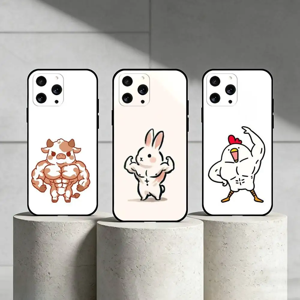 Q-Q version of animals Phone Case For iPhone 17,16,15,14,13,12,11 Plus,Pro Max,SE4Soft Silicone Black Cover