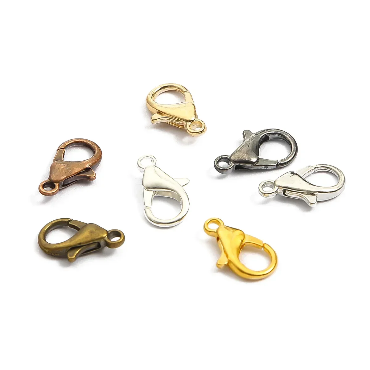 50pcs/lot Lobster Clasps For Bracelets Necklaces DIY Hooks Chain Closure Accessories For Jewelry Making Findings Wholesale