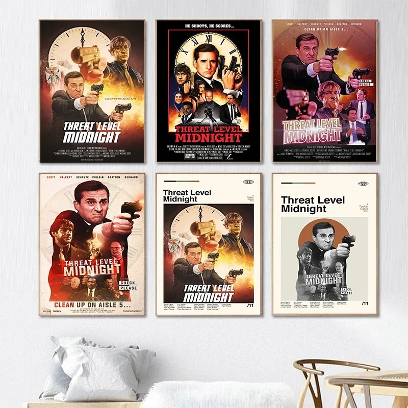 Classial Threat Level Midnight Movie Poster The Office Michael Scott Canvas Painting Picture for Living Room Bedroom Home Decor