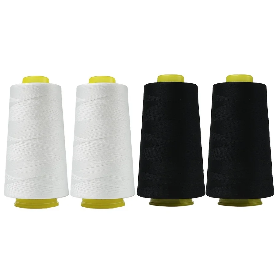 

4pcs 3000 Pagoda Sewing Thread, Suitable for Multi-purpose Sewing Machine, Polyester Material, 40/2 Black or White