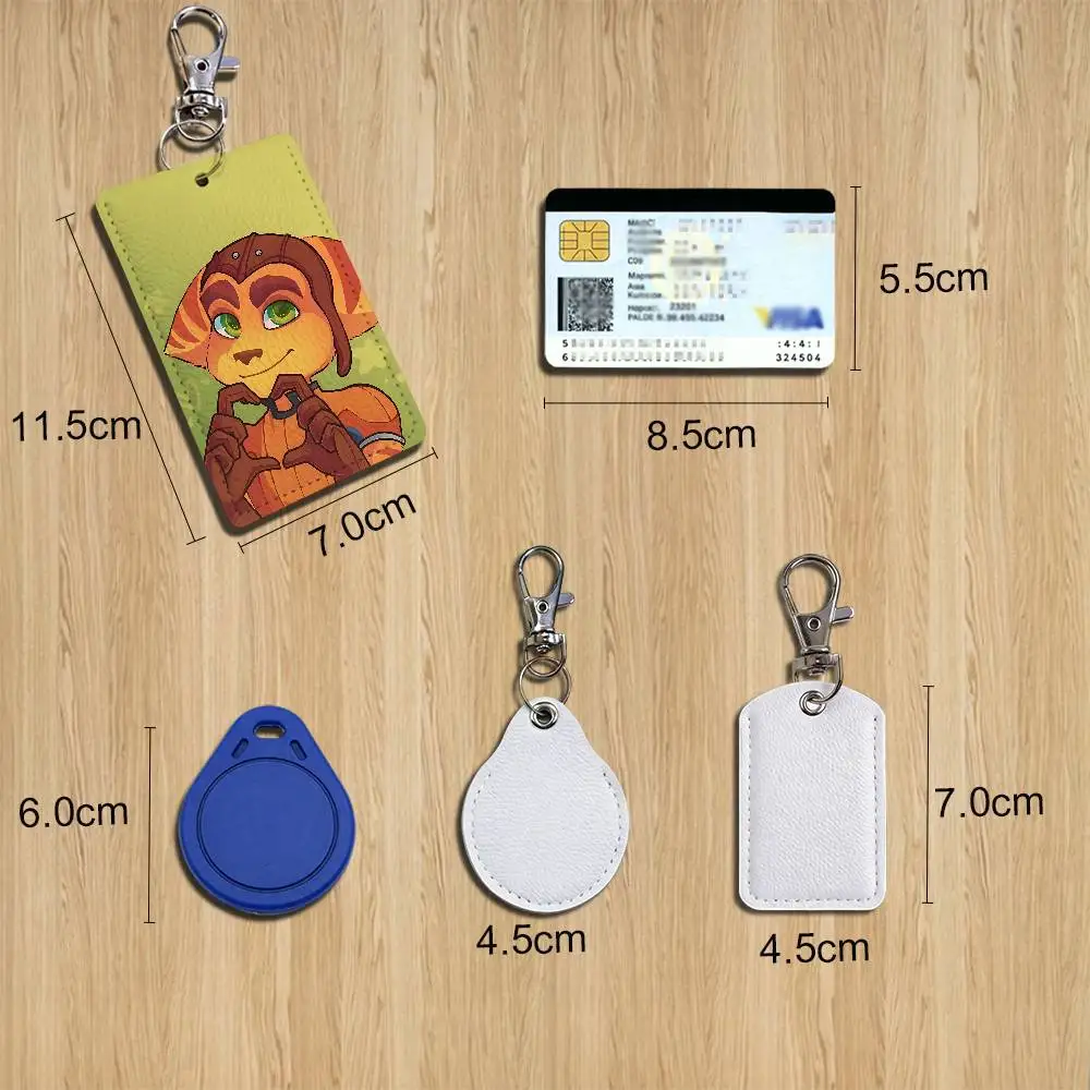 cute Ratchet game Clank Card Holder Keychain Key Ring Door Lock Access Protective Case For Security Gift