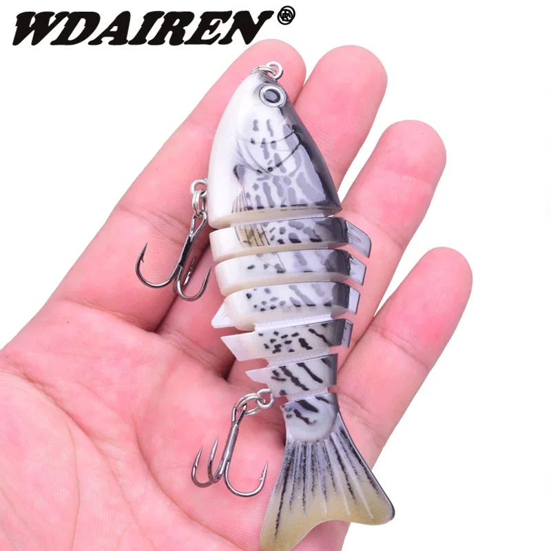 

1Pc Multi Jointed Fishing Lure 7 Segments Swimbait 10cm 16g Lifelike Joint Bait Wobblers 6# Black Treble Hook Bass Tackle