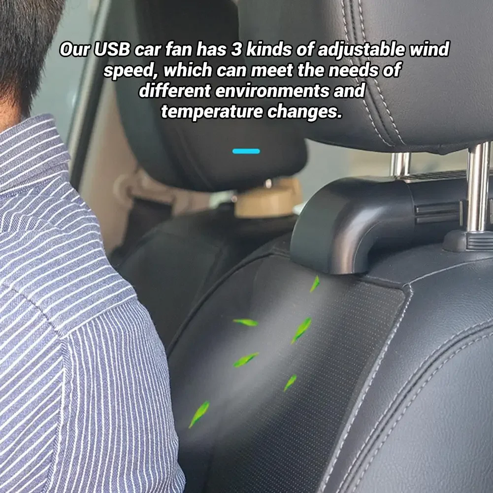 Mijia Car Fan Magnetic Fan Car Cooler Silent Wireless Charging USB Fan 3 Speed Adjustable Universal Car Rear Seat Auto Cooling